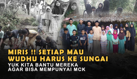 Tak Punya MCK, Para Santri Terpaksa Wudhu di Sungai