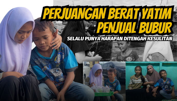 2 Yatim Ini Rela Jualan Bubur Demi Bertahan Hidup